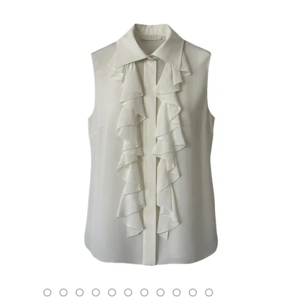 CHLOE sheer silk sleeveless ruffle blouse 38 fr or 6 USA.